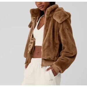 Alo Yoga Foxy Fur Jacket Espresso Brown S
